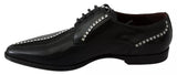 Dolce & Gabbana Black Leather Crystal Dress Formal Shoes