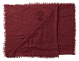 Dolce & Gabbana Maroon Cashmere Knit Wrap Shawl Fringe Scarf