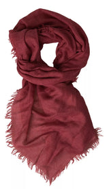 Dolce & Gabbana Maroon Cashmere Knit Wrap Shawl Fringe Scarf