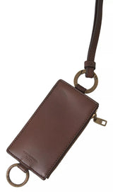 Dolce & Gabbana Brown Leather Lanyard Logo Card Holder Men Wallet