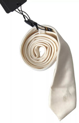 Dolce & Gabbana Off White Satin Silk Classic Men Necktie