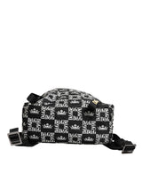 Dolce & Gabbana Black White Crown Printed Nylon School Backpack Bag