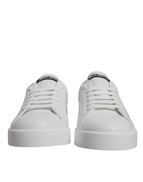 Dolce & Gabbana White Black Logo Portofino Sneaker Shoes