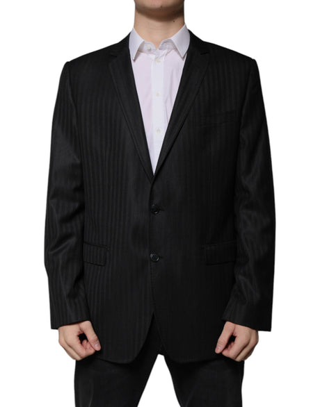 Dolce & Gabbana Black Stripe Wool Single Breasted Blazer