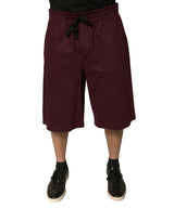 Dolce & Gabbana Maroon Cotton Mid Waist Bermuda Shorts