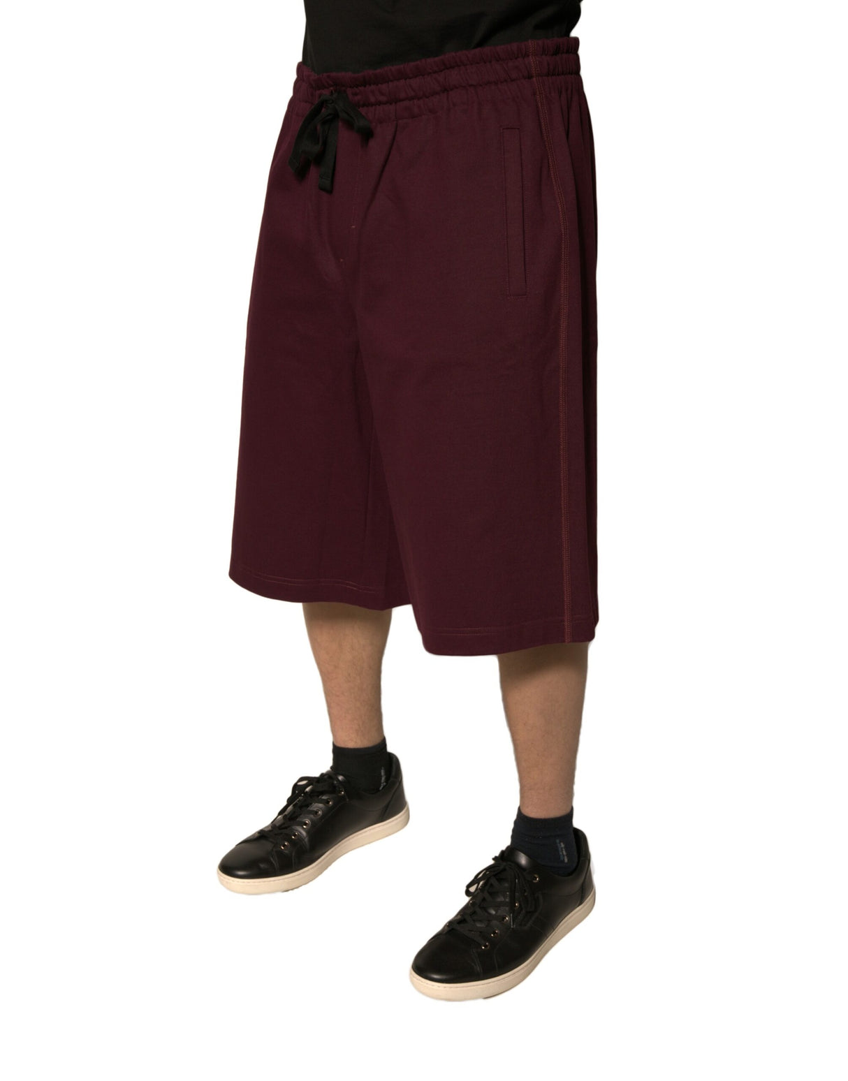 Dolce & Gabbana Maroon Cotton Mid Waist Bermuda Shorts