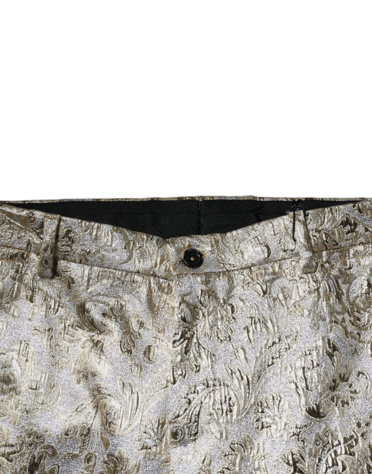 Dolce & Gabbana Gold Floral Jacquard Men Dress Pants