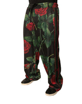 Dolce & Gabbana Black Floral Polyester Jogger Sweatpants Pants