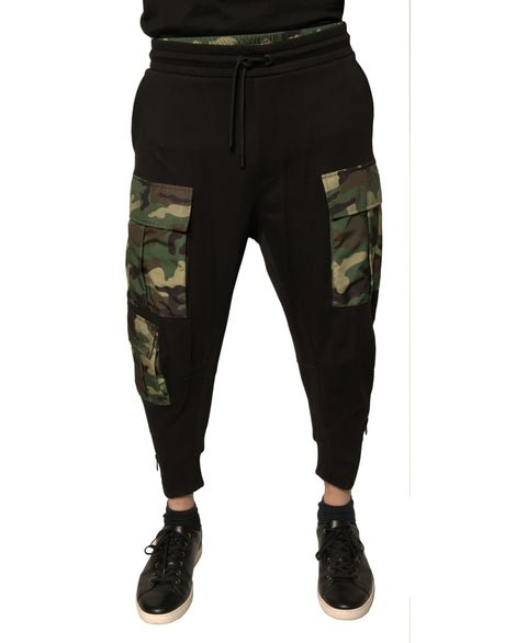 Dolce & Gabbana Black Camouflage Cotton Jogger Cargo Pants