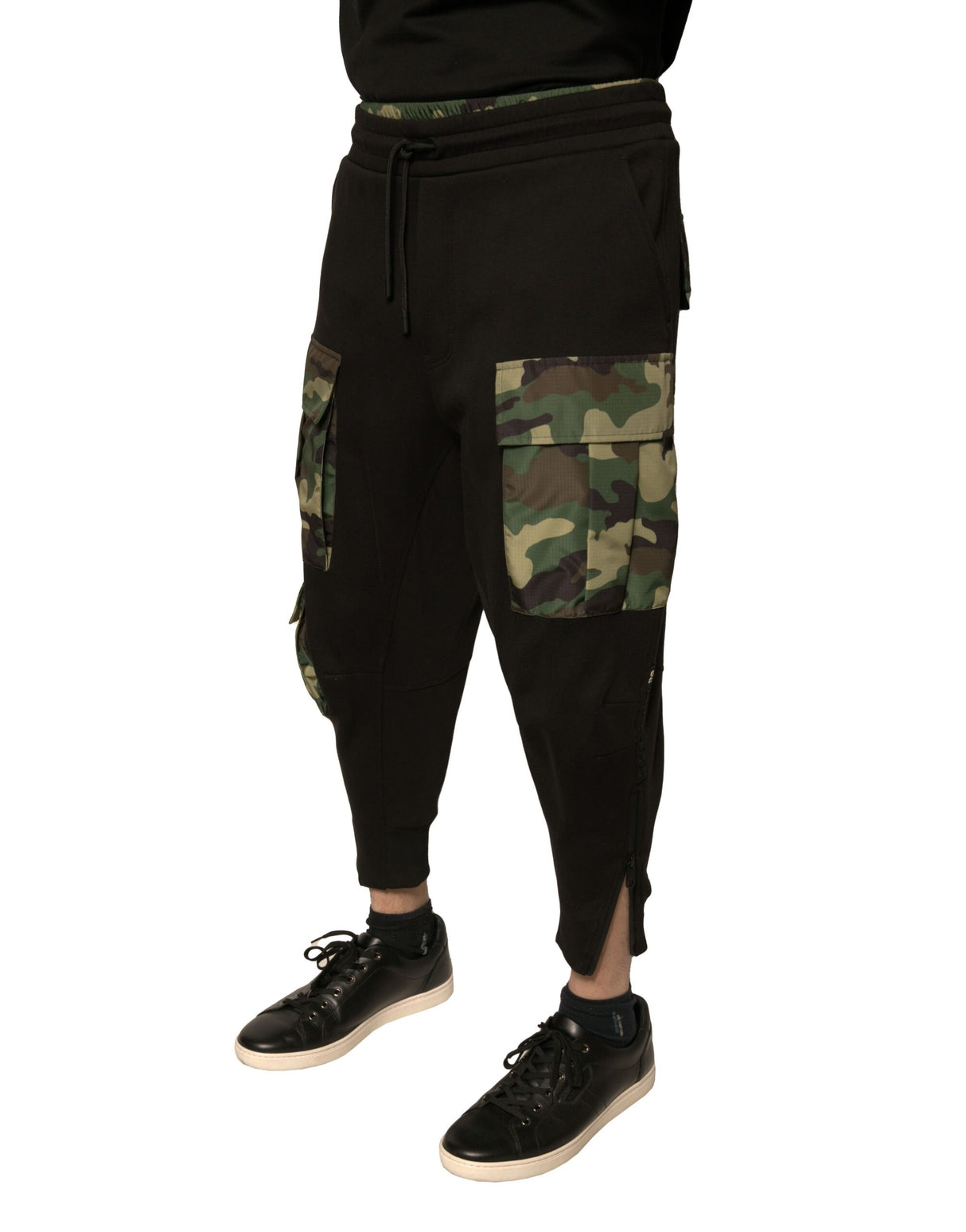 Dolce & Gabbana Black Camouflage Cotton Jogger Cargo Pants