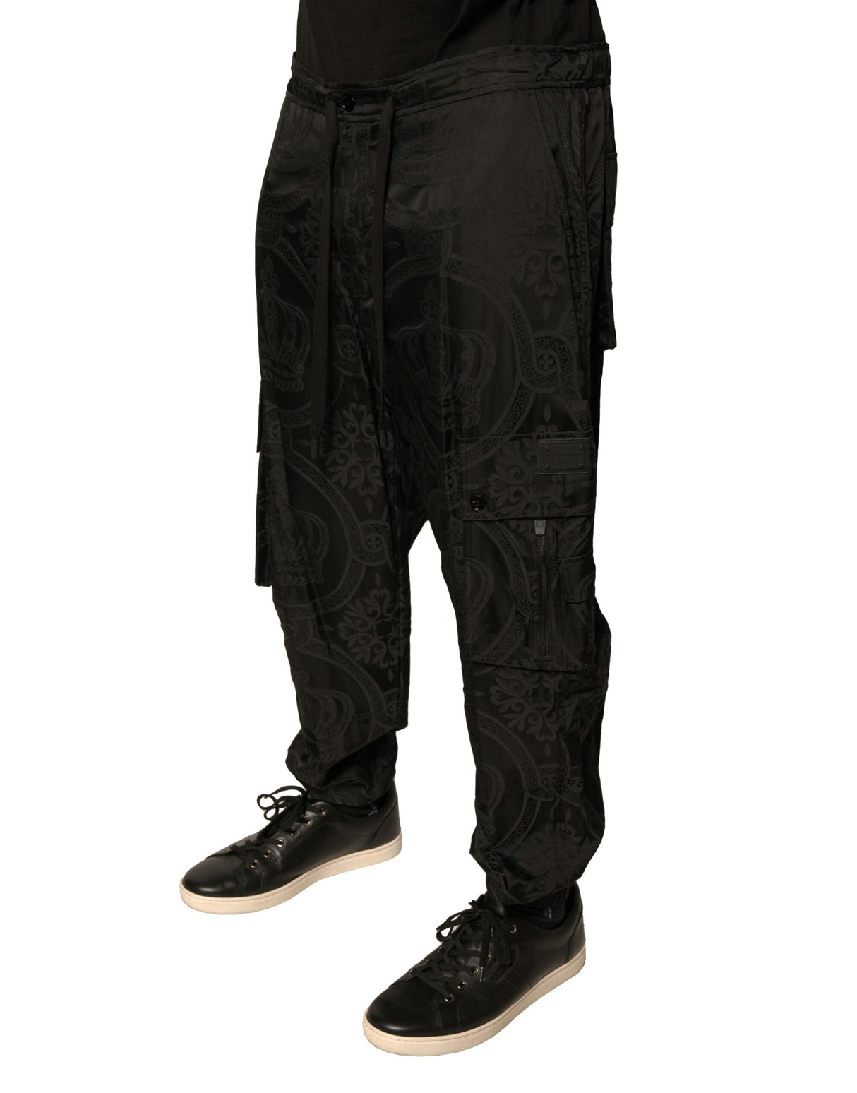 Dolce & Gabbana Black Crown Nylon Jogger Sweatpants Pants