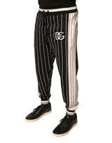 Dolce & Gabbana Black White Stripes Cotton Jogger Pants