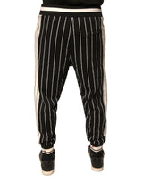 Dolce & Gabbana Black White Stripes Cotton Jogger Pants