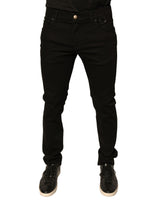 Dolce & Gabbana Black Logo Cotton Stretch Skinny Denim Jeans