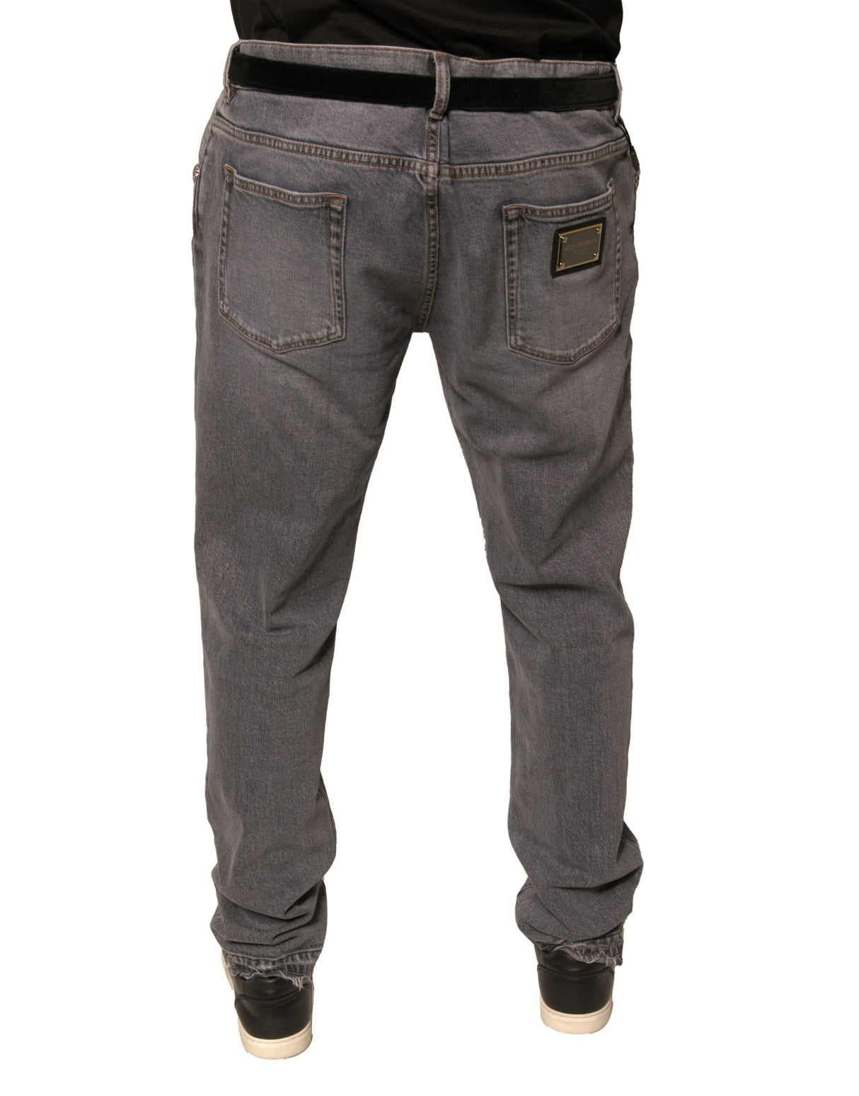 Dolce & Gabbana Gray Logo Cotton Stretch Skinny Denim Jeans