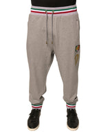 Dolce & Gabbana Gray Logo Patch Jogger Cotton Sweatpants Pants