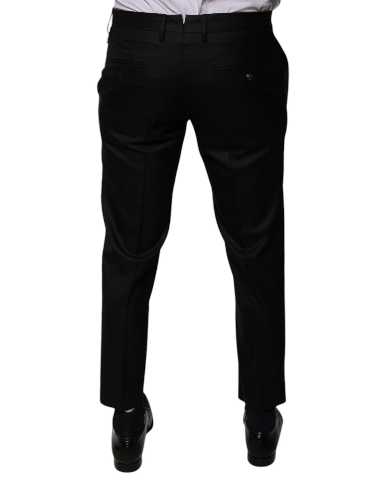 Dolce & Gabbana Black Wool Tapered Formal Dress Pants