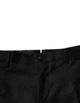 Dolce & Gabbana Black Wool Tapered Formal Dress Pants