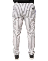 Dolce & Gabbana White Stripes Cotton Skinny Dress Pants