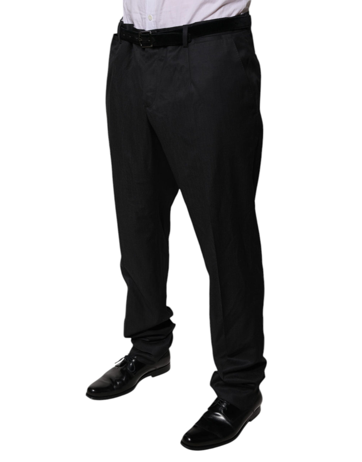 Dolce & Gabbana Black Wool Tapered Formal Dress Pants