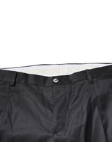 Dolce & Gabbana Black Wool Tapered Formal Dress Pants