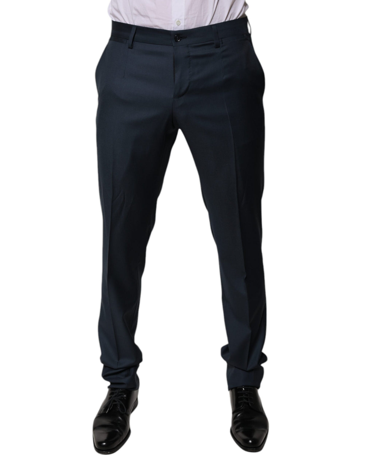 Dolce & Gabbana Blue Wool Tapered Formal Dress Pants