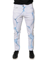 Dolce & Gabbana White Blue Cotton Stretch Skinny Denim Jeans