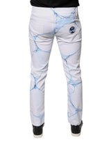 Dolce & Gabbana White Blue Cotton Stretch Skinny Denim Jeans