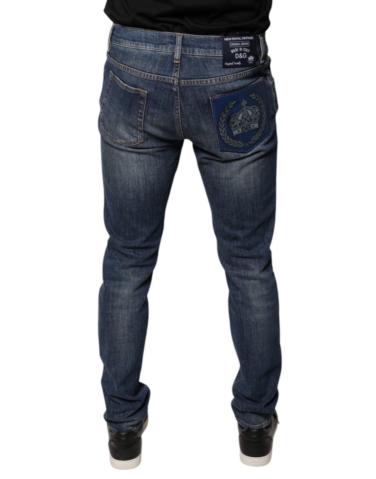 Dolce & Gabbana Blue DG Crown Logo Cotton Skinny Denim Jeans