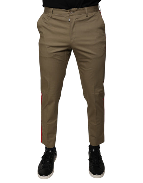 Dolce & Gabbana Brown Logo Men Casual Tapered Pants