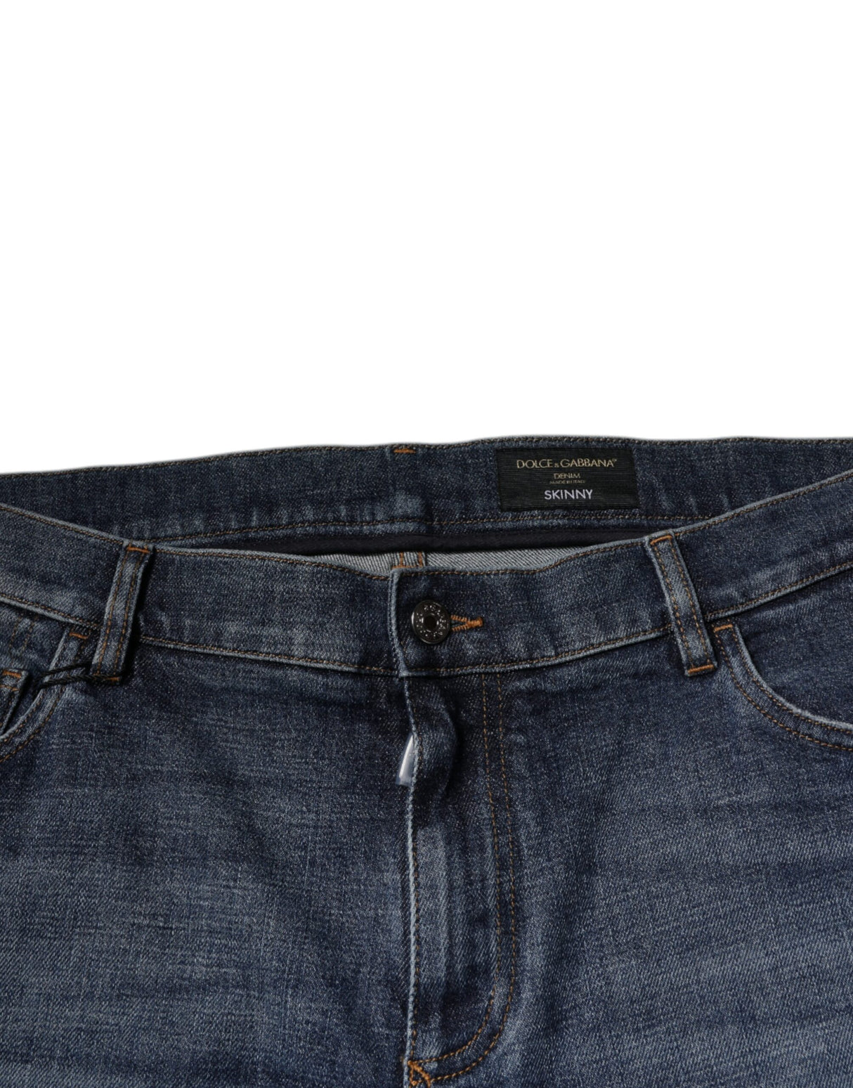 Dolce & Gabbana Dark Blue Cotton Logo Skinny Denim Jeans