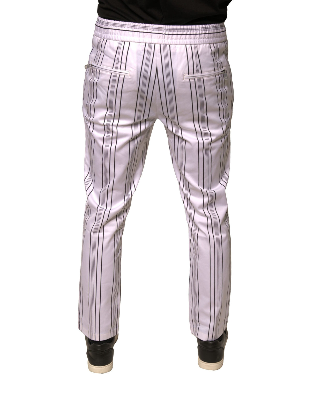 Dolce & Gabbana White Stripe Cotton Dress Skinny Pants