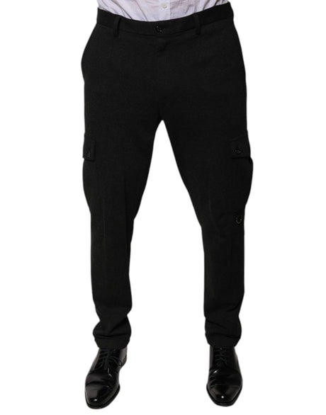 Dolce & Gabbana Black Viscose Cargo Men Casual Pants