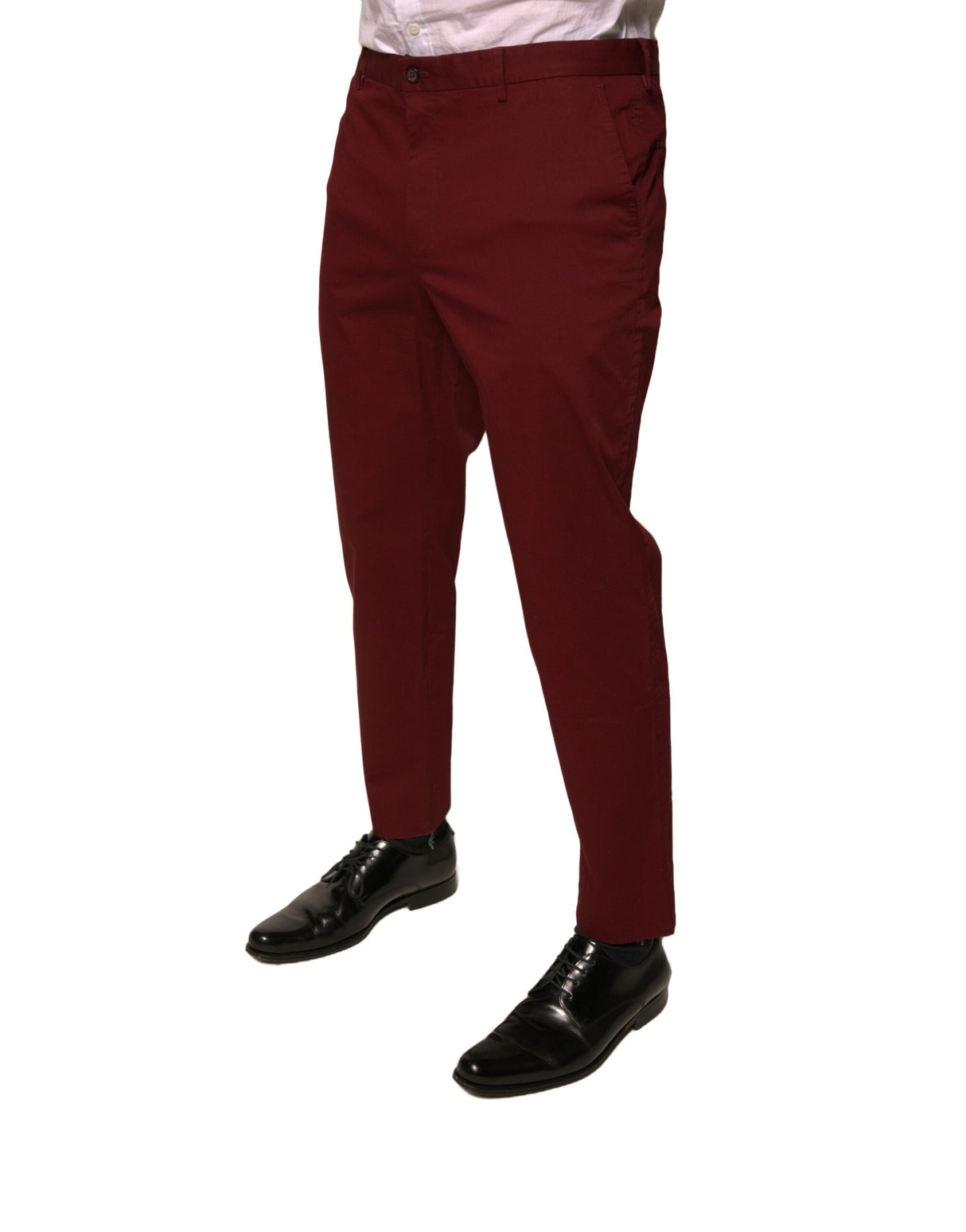 Dolce & Gabbana Maroon Cotton Men Skinny Dress Pants