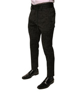 Dolce & Gabbana Black Brocade Polyester Skinny Men Dress Pants