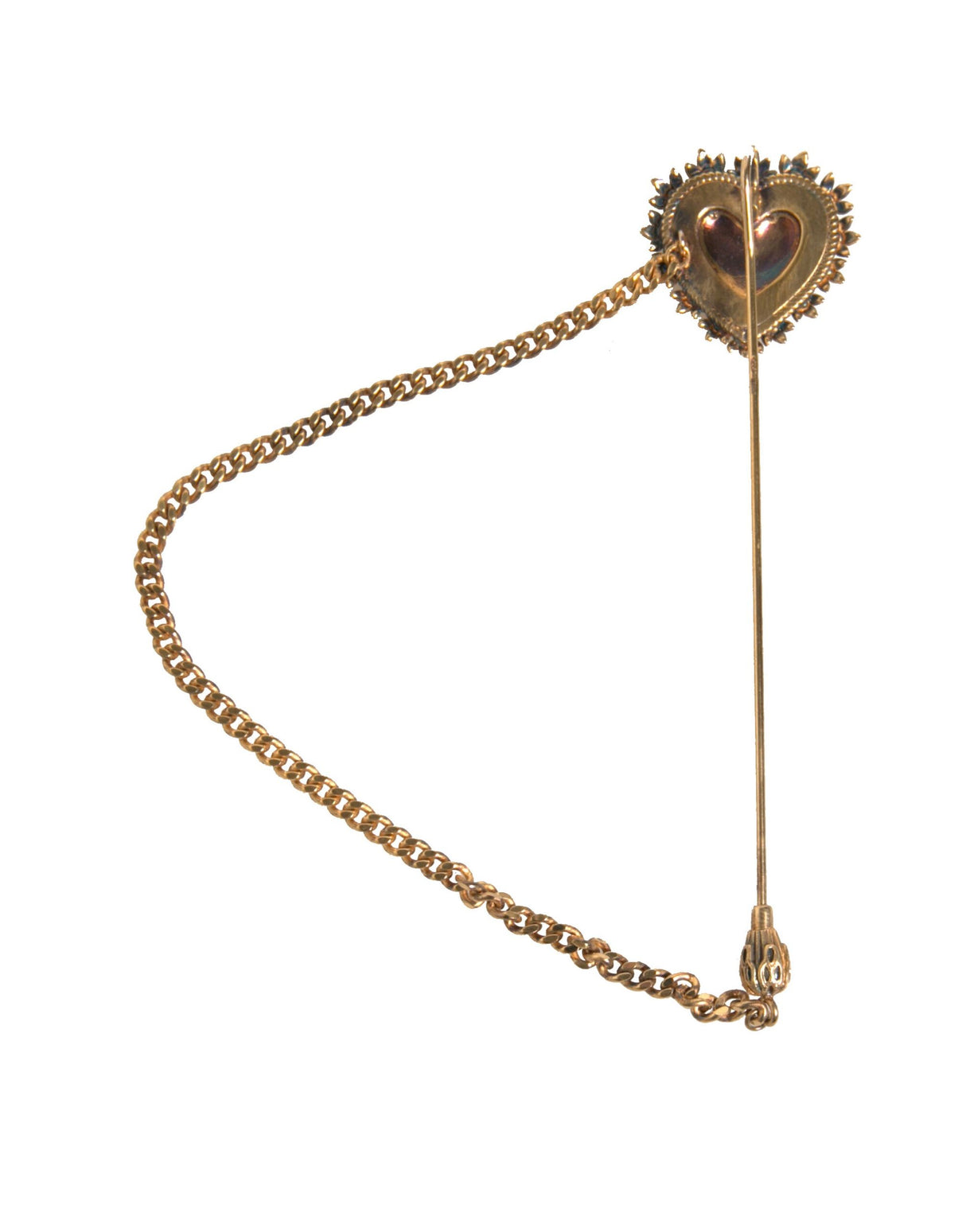 Dolce & Gabbana Gold 925 Sterling Silver Sacred Heart Pin Collar Brooch