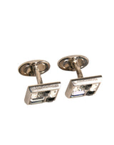 Dolce & Gabbana Silver Plated Brass Pin Crystal Cufflinks