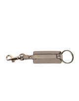 Dolce & Gabbana Beige DG Logo Leather Gold Metal Men Keychain Keyring