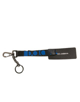 Dolce & Gabbana Blue Logo Polyester Silver Brass Holder Keychain Keyring