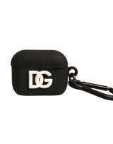 Dolce & Gabbana Black Silicone Rubber Logo Embossed Airpods Case