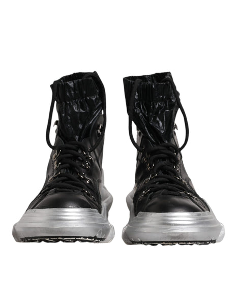 Dolce & Gabbana Black Nylon Galileo High Top Sneakers Shoes