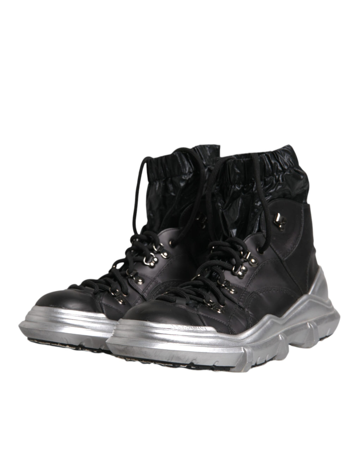 Dolce & Gabbana Black Nylon Galileo High Top Sneakers Shoes