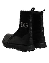 Dolce & Gabbana Black DG Logo Horse Sock Ankle Boots Shoes