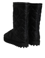 Dolce & Gabbana Black Polyester Padded Mid Calf Boots Winter Shoes