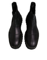 Dolce & Gabbana Black Chelsea Boots Leather Slip On Shoes