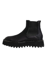 Dolce & Gabbana Black Chelsea Boots Leather Slip On Shoes