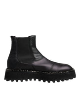 Dolce & Gabbana Black Chelsea Boots Leather Slip On Shoes