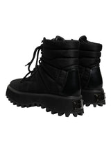 Dolce & Gabbana Black Padded Mid Calf Lace Up Boots Shoes