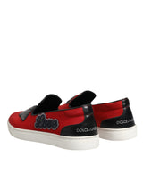 Dolce & Gabbana Red Leather Nylon Low Top Men Sneakers Shoes