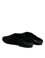 Dolce & Gabbana Black Velvet Slides Flat Slipper Sandals Shoes